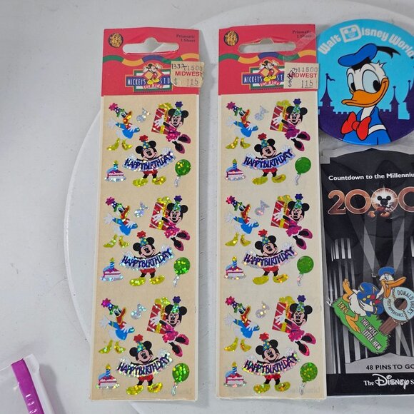 Disney Collectible Bundle Donald Duck Pin Disney World Button Birthday Stickers - Picture 5 of 10